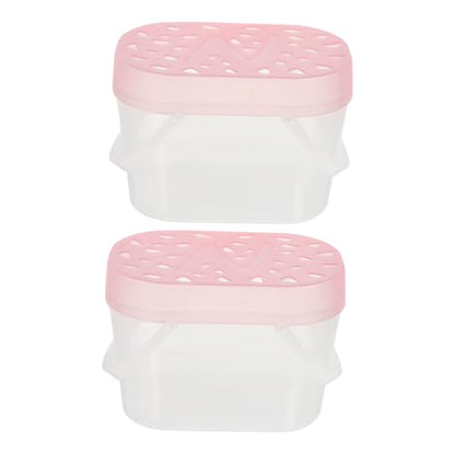 2pcs Portable Small Animal Carrier Cage, Pink Plastic Reptile Containers with Handle, Medium Turtle Box and Hamster Travel Carrier for Small Pets