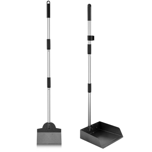 Dog Pooper Scooper, Metal Tray & Spade with 38.2" Long Handle | Large Dog Poop Scooper: 9.5x9x3.1in Tray, 7.7x6in Spade, No-bend Pickup, Yard and Kennel, Tool-free Setup - size: Large