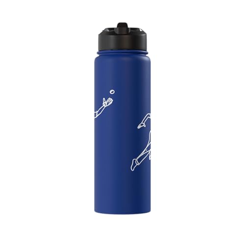 Cricket Keeper Drawing Stainless Steel Insulated Water Bottle - color: Royal Blue