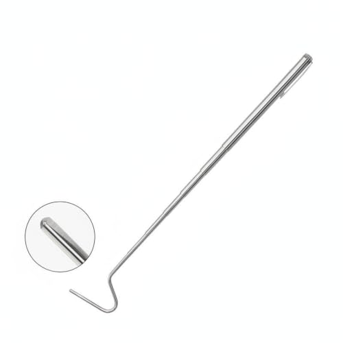 Telescopic Snake Hook, Stainless Steel Extendable Reaching Tool for Reptile Enclosures, 28-Inch (1 PC)