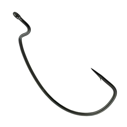 Reaction Tackle Offset EWG Worm Hooks - Super Strong Wide Gap Texas Rig Hooks for Soft Plastic Baits - High Carbon Steel Bass Fishing Hooks (25-Pack) - size: #1