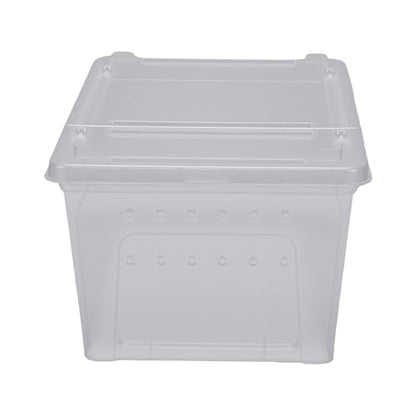 GLOGLOW 2PCS Reptile Feeding Box, PP Transparent Reptile Breeding Box for Bearded Dragon Lizard Snake Crawler Breeding Tools, Hatching Supplies (L)