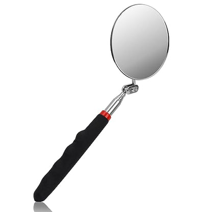 Telescoping Inspection Mirror, Circular Inspection Mirror, Flexible Inspection Mirror 360 Rotation with Extended Handle Round Inspection Mirrors for Checking Vehicle Condition(Dia-4 Inch) - size: 4 Inch