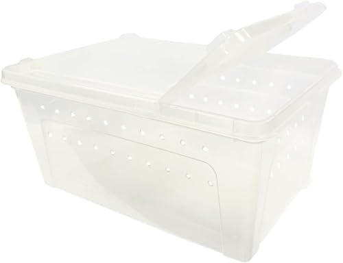 Happy Habitat (Medium - 2 Pack)- Ventilated Enclosure & Breeder Box - for Live Feeder Insects, Reptiles, Amphibians & Other Small Pets - Durable Plastic Portable Terrarium - size: Medium (2 Pack)