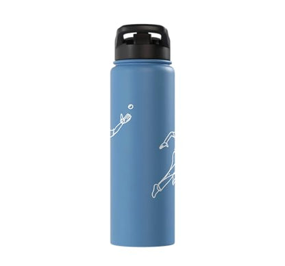 Cricket Keeper Drawing Stainless Steel Insulated Water Bottle - color: Light Blue