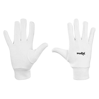 SPORTAXIS 100% Cotton Inner Gloves for Cricket Batting and Wicket Keeping - Comfortable, Breathable, and Durable - White, Full Coverage for Enhanced Protection - Lightweight