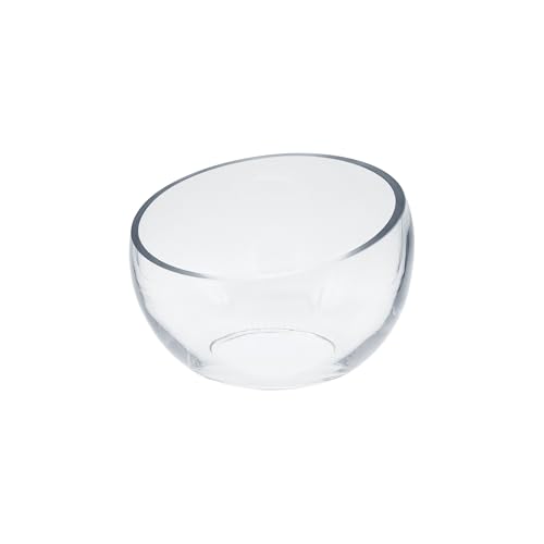 WGVI Slant Cut Bowl Glass Vase, Width 6.7", Height 5", Clear Terrarium, Candy Dish, Fruit Jar, Floral Container for Wedding Party Event, Home Office Decor, 1 Piece - size: Slant Bowl 5"H