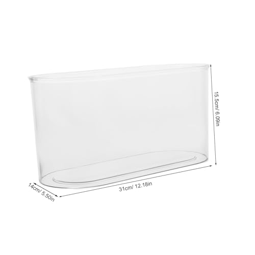 Abaodam Small Oval Transparent Betta Fish Tank Shatterproof Desktop Aquarium for Shrimp Turtle and Reptile Habitat Decorative Container for Office and Home