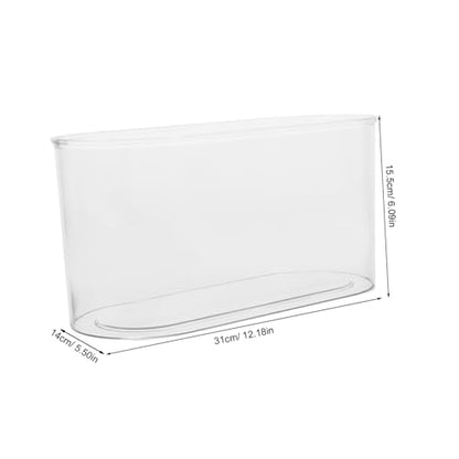 Abaodam Small Oval Transparent Betta Fish Tank Shatterproof Desktop Aquarium for Shrimp Turtle and Reptile Habitat Decorative Container for Office and Home