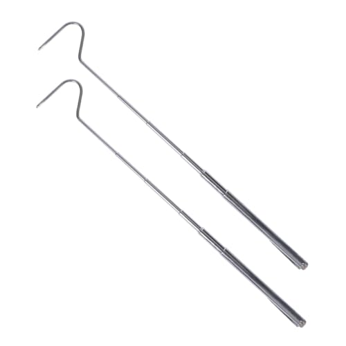 Abaodam 2pcs Stainless Steel Telescopic Snake Hook Extensible Reptile Catching Tool with Easy Grip Handle for Safe Handling and Feeding of Snakes and Reptiles
