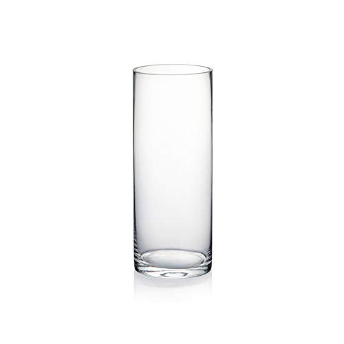 WGVI Quality Thick Weighted Clear Cylinder Glass Vases, 4" W x 10" H, Flower Arrangement Floating Candle Holders Wedding Centerpieces Terrarium Planter Floral Pen Brush Storage Container, 1 Piece - size: 4"x10"H