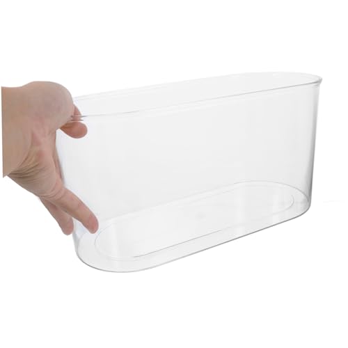 Happyyami Transparent Aquarium Shatterproof Fish Bowl for Turtle Reptile Shrimp Crab Stylish Long Vase Plant Holder for Low-Maintenance Pet Habitat Easy Cleaning