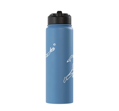 Cricket Keeper Drawing Stainless Steel Insulated Water Bottle - color: Light Blue
