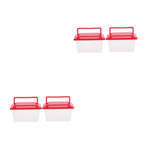 COLLBATH 2pcs Reptile Tortoise Feeding Tank Portable Aquarium Ventilation Design Lightweight Travel Container for and Pets Lid