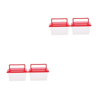COLLBATH 2pcs Reptile Tortoise Feeding Tank Portable Aquarium Ventilation Design Lightweight Travel Container for and Pets Lid