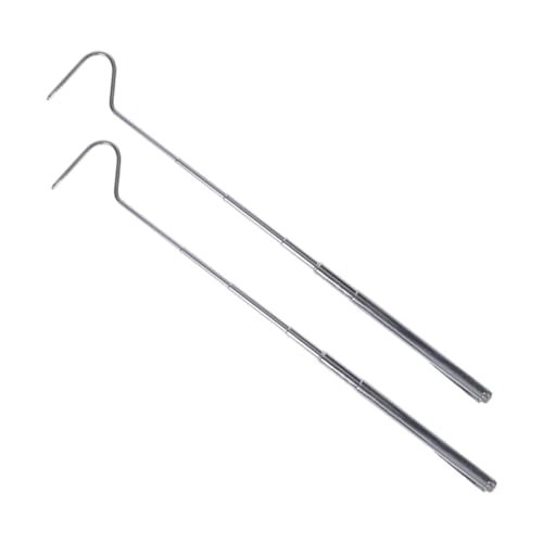 FAVOMOTO 2pcs Retractable Stainless Steel Snake Grabber Hooks Heavy Duty Snake Catching Tool for Reptile Handling and Safe Removal with Easy Grip Handles