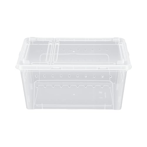 Tnfeeon Lizard Cage, Terrariums Reptile Feeding Box Portable Plastic Container for Bearded Dragons Lizards Spiders Frogs Scorpions Geckos Lizard Cage, 2PCS 8.46x12.4x5.91in PP (L)