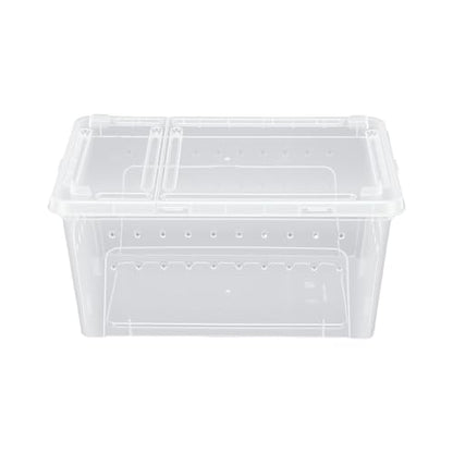 Tnfeeon Lizard Cage, Terrariums Reptile Feeding Box Portable Plastic Container for Bearded Dragons Lizards Spiders Frogs Scorpions Geckos Lizard Cage, 2PCS 8.46x12.4x5.91in PP (L)