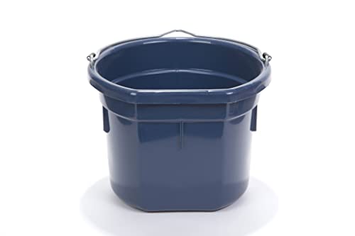 Little Giant® Flat Back Plastic Animal Feed Bucket | Animal Water and Feed Bucket with Metal Handle | 8 Quarts | Navy - color: Navy