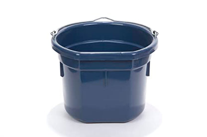 Little Giant® Flat Back Plastic Animal Feed Bucket | Animal Water and Feed Bucket with Metal Handle | 8 Quarts | Navy - color: Navy
