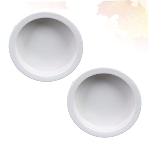 GALPADA 2Pcs Thicken Ceramics Reptile Food Dish Round Escape Feeding Bowl for Lizards Safe Space Saving Water Storage Basin Easy to Clean Reptile Supplies White