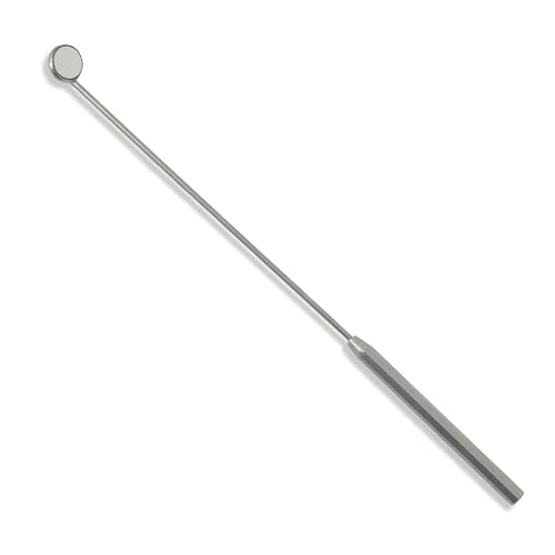 Laryngeal Oral Mirror No. 1 with Handle, 12MM Dia. Small Inspection Mirror for HVAC Tongue Mirror ENT Throat Mirror Automotive Mirror