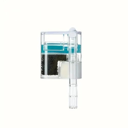 Hang On Back Aquarium Filter for 2–10 Gallon Fish Tank, Ultra Quiet Small Aquarium Filter for Home Use, Adjustable Waterfall Oxygenation, 2.5W USB Powered, Clear Compact Design
