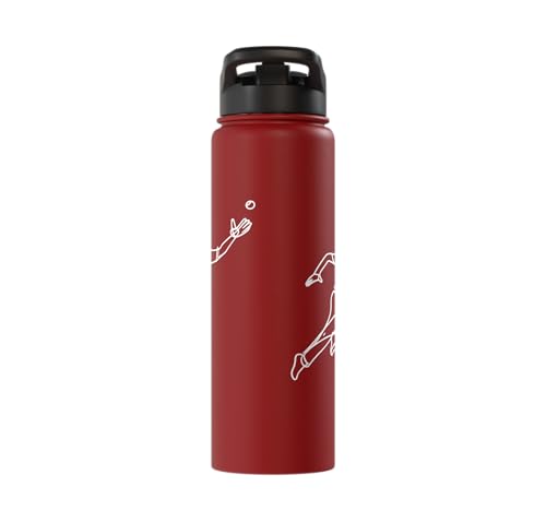 Cricket Keeper Drawing Stainless Steel Insulated Water Bottle - color: Red