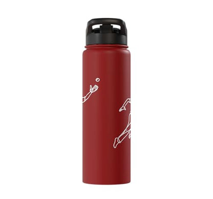 Cricket Keeper Drawing Stainless Steel Insulated Water Bottle - color: Red