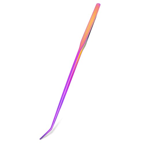 Mandala Crafts Rainbow 15 Inches Curved Aquarium Tweezers for Fish Tanks | 15 Inch Forceps, Rust Resistant Stainless Steel, Trimming Aquatic Plants, Bowls, Terrariums, Freshwater & Saltwater Aquascape - color: Rainbow Curved Tweezers, size: 15 Inches