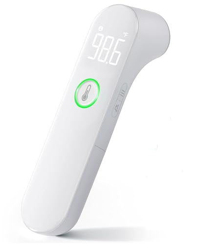 Viproud Thermometer for Adults and Kids, Fast Accurate Baby Thermometer | 1 second Result, Fever Alarm, Mute Mode, Body & Object Mode, 35 Memory Recall, Baby Essentials, Lifetime Support - color: White