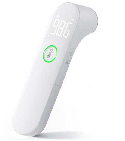 Viproud Thermometer for Adults and Kids, Fast Accurate Baby Thermometer | 1 second Result, Fever Alarm, Mute Mode, Body & Object Mode, 35 Memory Recall, Baby Essentials, Lifetime Support - color: White