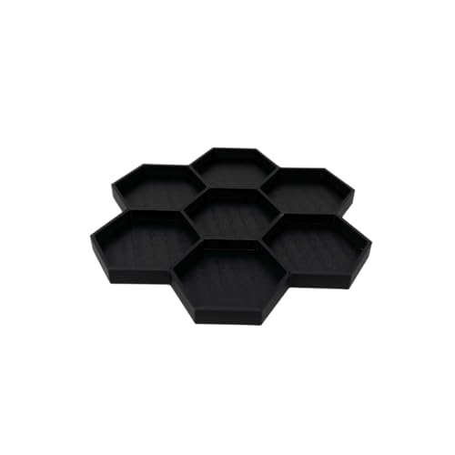 Hermit Crab Feeder Dish | 7 Tray Dish for Crab or Snail Feeding | Mix & Match Crab Food | Made in USA (Black, Hexagon) - color: Black