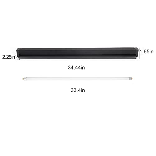REPTI ZOO 39W Reptile T5 HO UVB Lighting Combo Kit, 34" Light Fixture Reptile Terrarium Hood, with Detachable Curved Reflector and 5.0 UVB T5 Lamp Bulb, ETL certificated - size: 39W