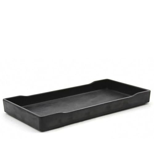 OMEM Reptile Bowl Large Food and Water Dish Enough Space Also Fit for Bath Simulated Wood Grain Surface (S, Black) - color: Black, size: S (Lot de 1)