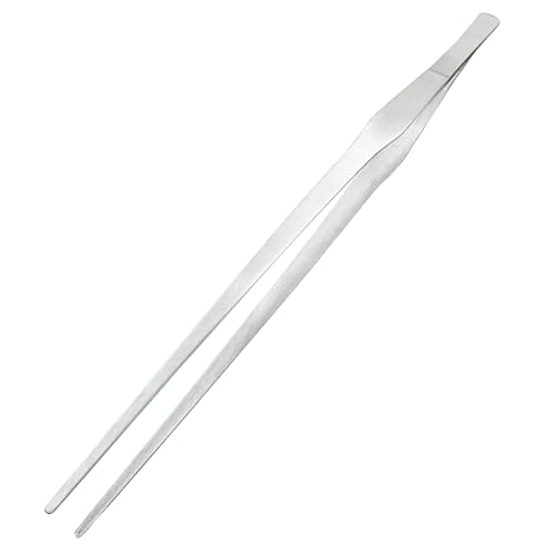 15 Inch Stainless Steel Tweezers | Reptile Feeding Tongs, Non-Slip Long Straight, Precision Serrated Tips, For Aquarium, Garden, Kitchen, Industrial, Laboratory