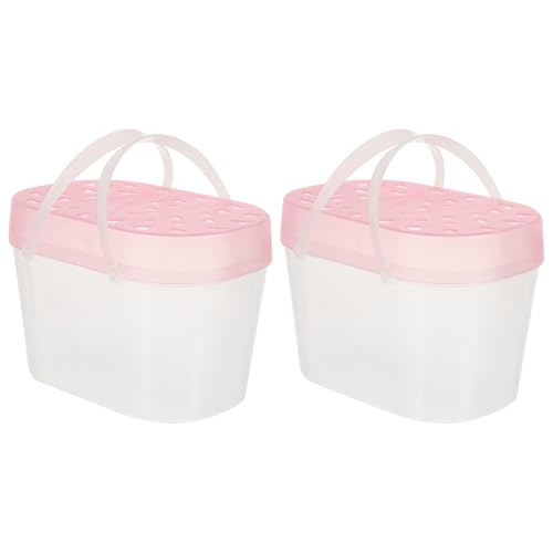 2pcs Small Pet Carriers Portable Hamster Cages Reptile Containers Medium Pink Handheld Outdoor Travel Turtle Boxes