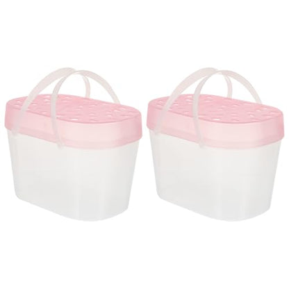 2pcs Small Pet Carriers Portable Hamster Cages Reptile Containers Medium Pink Handheld Outdoor Travel Turtle Boxes