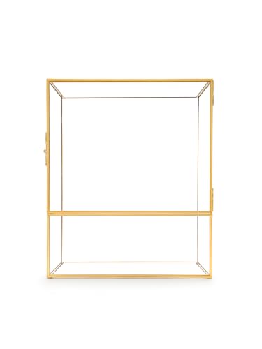 REDHUGO Glass Planter Terrarium with Door, Geometric Display Box, Gold | Geometric Glass Terrarium with Door for Moss, Succulents and Air Plants, Ideal for Tabletop Centerpieces and Display - color: Gold
