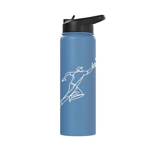 Cricket Keeper Drawing Stainless Steel Insulated Water Bottle - color: Light Blue