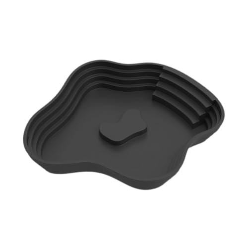 Reptile Bathing Pool Tortoise Water Dish Lizards Habitat Turtle Bath for Gecko Tortoise, Black S - color: Black S