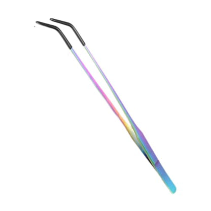 Reptile Feeding Tongs Stainless Steel Silicone Tip Aquarium Tweezers Terrarium Clamp Feeder Tool Water Grass Clip Suitable for Fish Tank Small, Curved - color: Curved