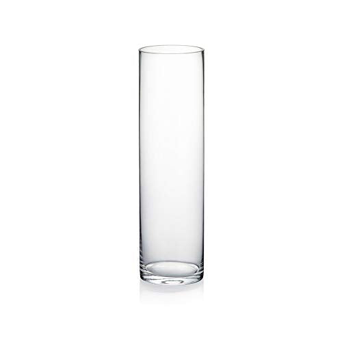 WGVI Quality Thick Weighted Tall Clear Cylinder Glass Vases, 4" W x 14" H, Flower Arrangement Floating Candle Holders Wedding Centerpieces Floral Bouquet Container Home Accent Decor, 1 Piece - size: 4"x14"H