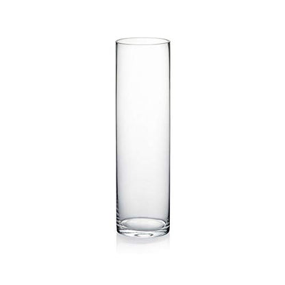 WGVI Quality Thick Weighted Tall Clear Cylinder Glass Vases, 4" W x 14" H, Flower Arrangement Floating Candle Holders Wedding Centerpieces Floral Bouquet Container Home Accent Decor, 1 Piece - size: 4"x14"H