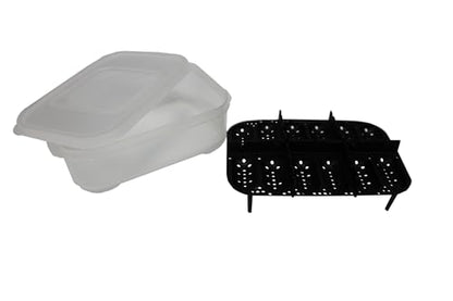 Gecko Egg Incubation Container with Built-in Tray – Holds 12 Eggs | Clear Polypropylene Box | Space-Saving Design | Suspended Incubation for Higher Hatch Rates