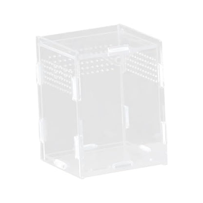 Reptile Breeding Box Terrarium Professional Clear Animal Habitat Cage with Ventilation Holes for Geckos Frogs Hermit Crabs- 8x7x10cm