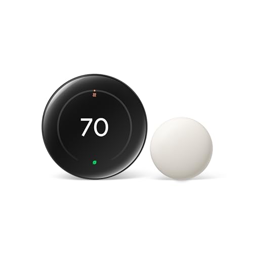 Google Nest Learning Thermostat (4th gen) + Nest Temperature Sensor (2nd gen) - Obsidian - color: Polished Obsidian