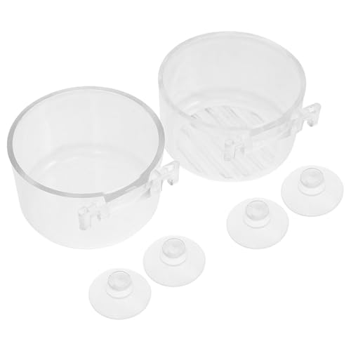 STOBAZA 2pcs Fish Tank Feeding Plates with Red Worm Plant Cups, Plastic Aquarium Feeder Dish for Fish and Shrimp, Wall-Mounted Floating Food Holder for Aquarium Feeding Supplies