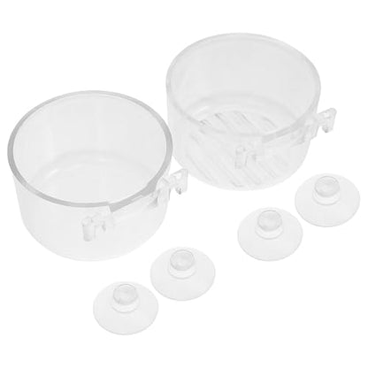 STOBAZA 2pcs Fish Tank Feeding Plates with Red Worm Plant Cups, Plastic Aquarium Feeder Dish for Fish and Shrimp, Wall-Mounted Floating Food Holder for Aquarium Feeding Supplies