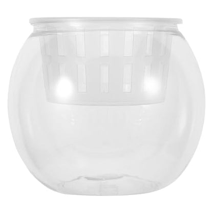 COHEALI Desktop Terrarium Fish Tank Plastic Betta Bowl with Hydroponic Basket Medium 110c Small Round Aquarium for Home Office Table Ecosystem